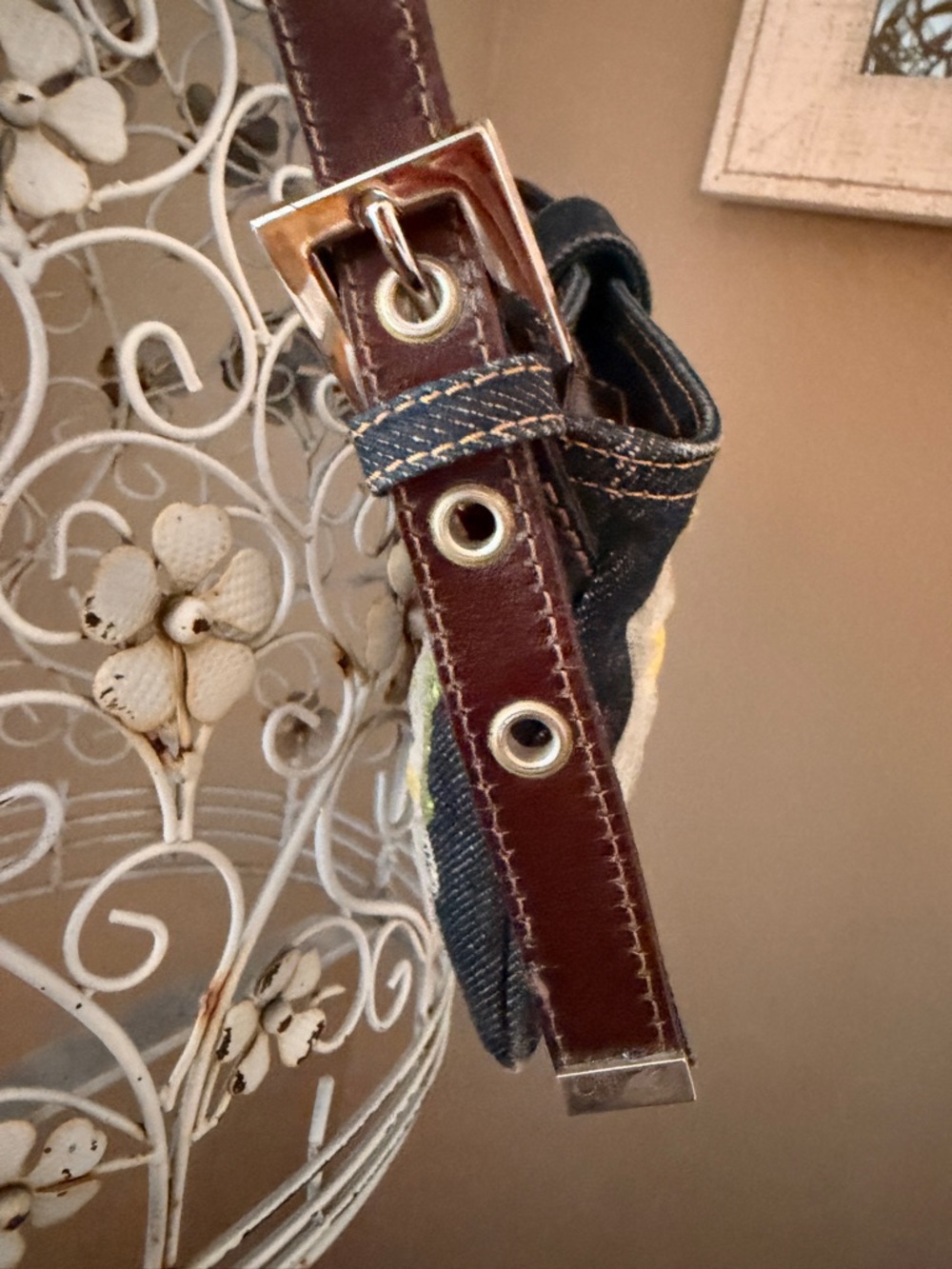 Fendi Baguette AUTHENTIC Vintage Denim Floral Daisy Appliqué - Picture 4 of 11